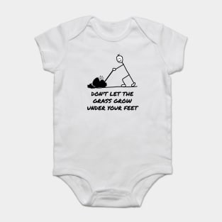 Funny Gardener Cartoon Mowing Lawn Baby Bodysuit